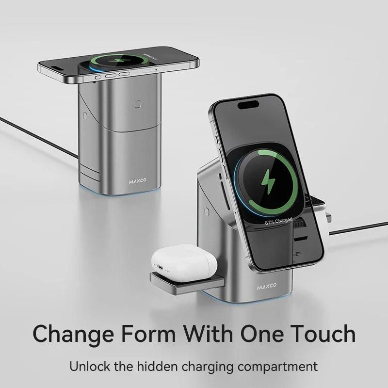 Ultimate 3-in-1 Qi2 Magnetic Wireless Charger - Fast 15W Charging for iPhone 12/13/14/15/16, Apple Watch & AirPods