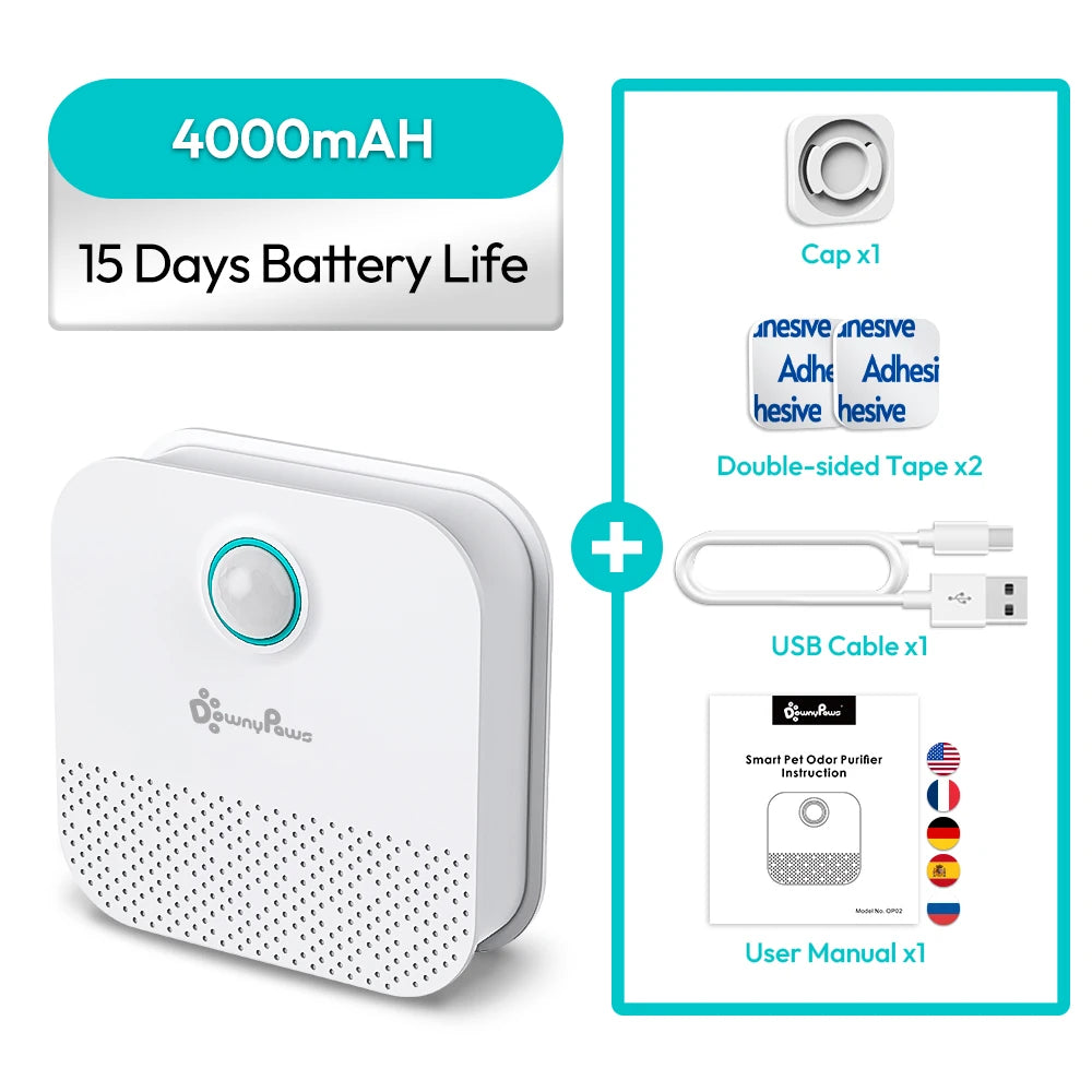 Transform Your Cat's Litter Box Experience with the Downypaws 4000mAh Smart Odor Purifier – The Ultimate Deodorizer for Cats and Dogs!