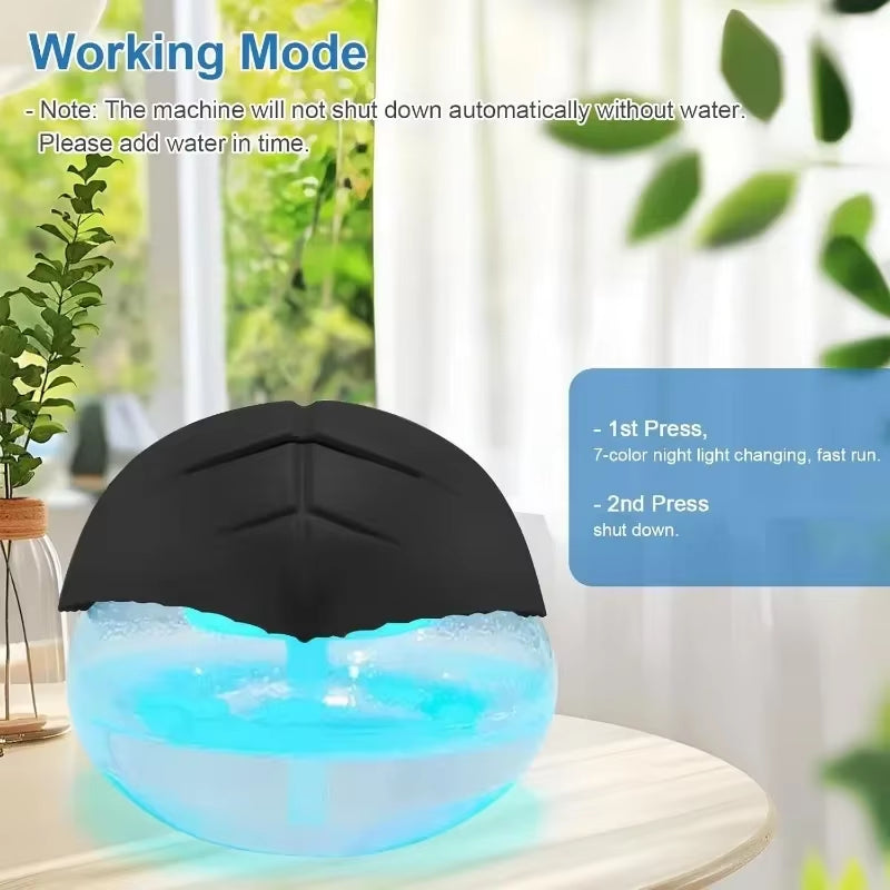 Transform Your Space with the Water-Based Air Purifier & Revitalizer - Black with 7 Color LED Night Light
