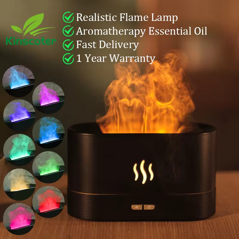 Transform Your Space with the Aroma Diffuser Air Humidifier - Ultrasonic Cool Mist Maker & Essential Oil Flame Lamp