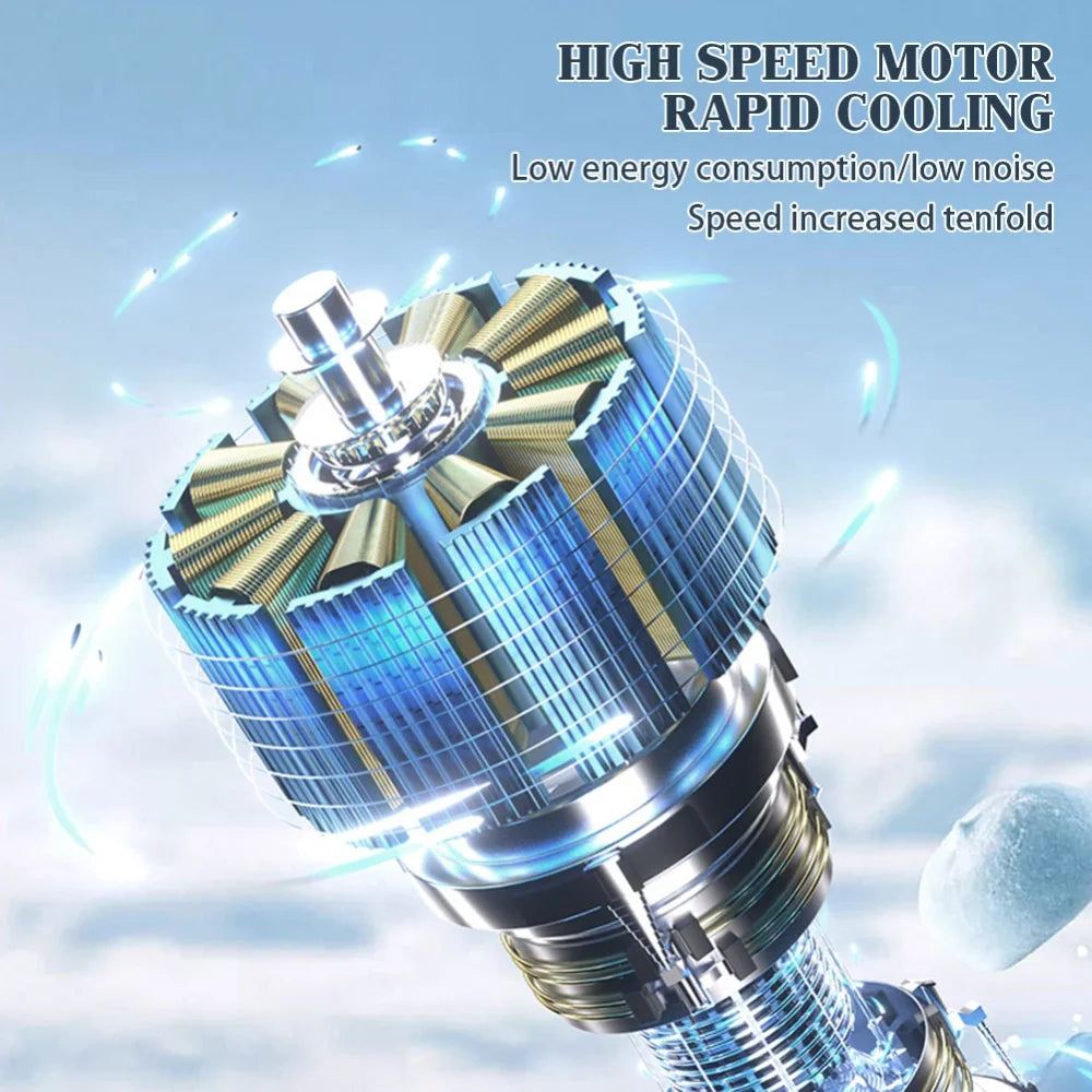 Super Mini Turbo Speed Fan - 100 Turbos Chilled Ice Sensation USB Powered with Digital Display for Camping, Office & Dorm Use