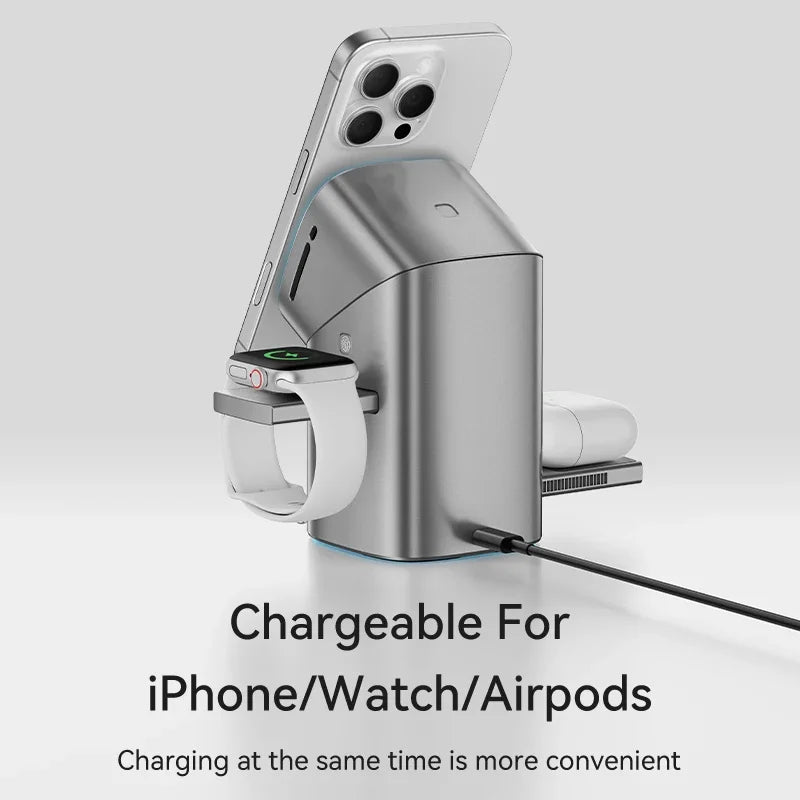 Ultimate 3-in-1 Qi2 Magnetic Wireless Charger - Fast 15W Charging for iPhone 12/13/14/15/16, Apple Watch & AirPods