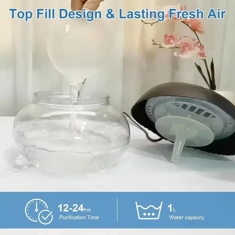 Transform Your Space with the Water-Based Air Purifier & Revitalizer - Black with 7 Color LED Night Light