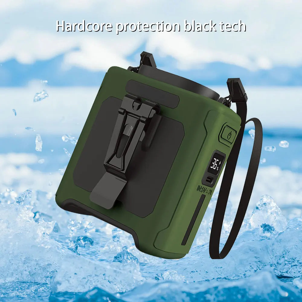 Powerful 10000mAh Hands-Free Neck Fan with 5 Speeds & LED Light - Perfect for Outdoor Jobs, Travel, and Camping!