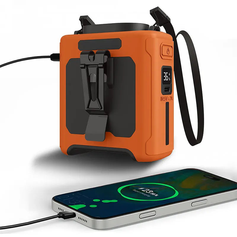 Powerful 10000mAh Hands-Free Neck Fan with 5 Speeds & LED Light - Perfect for Outdoor Jobs, Travel, and Camping!