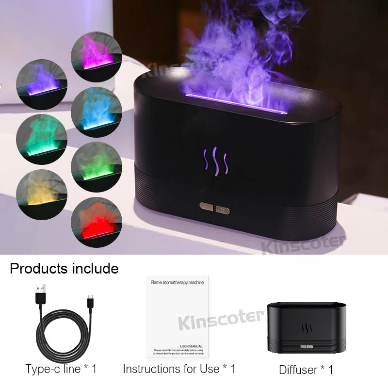 Transform Your Space with the Aroma Diffuser Air Humidifier - Ultrasonic Cool Mist Maker & Essential Oil Flame Lamp