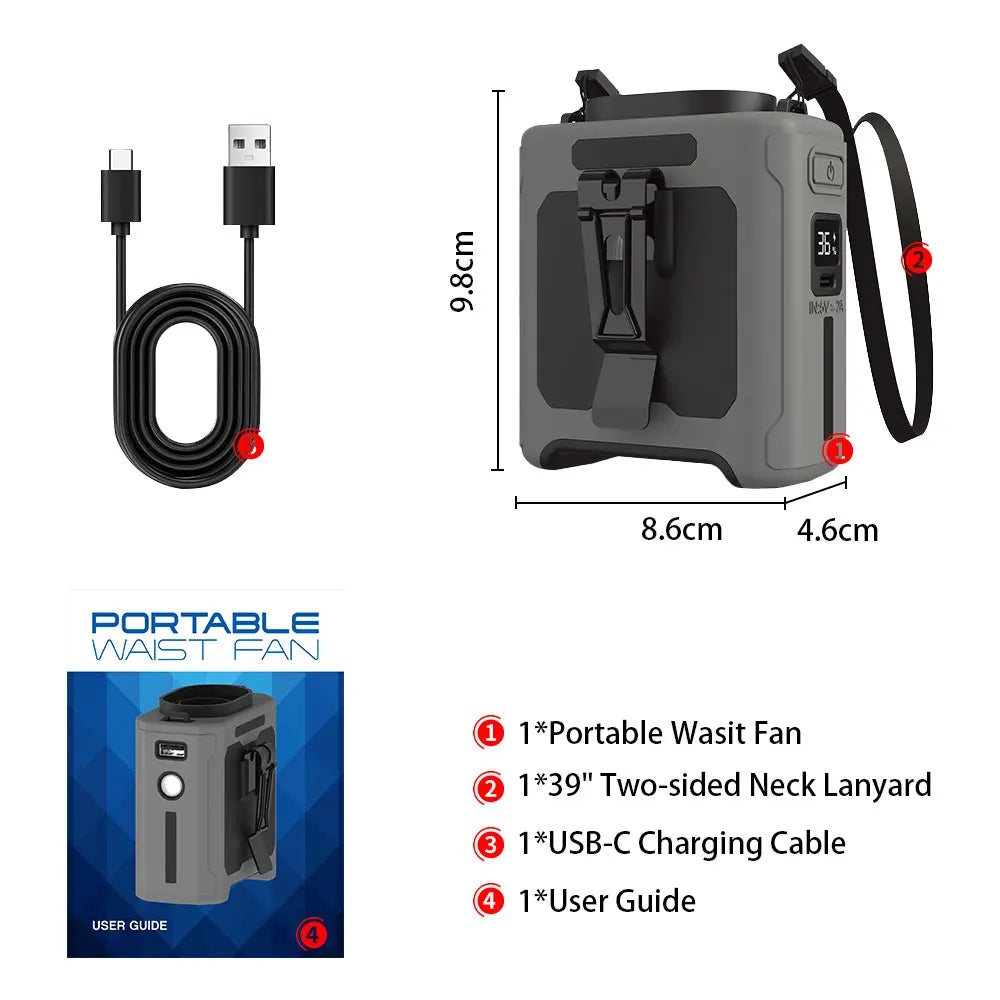 Powerful 10000mAh Hands-Free Neck Fan with 5 Speeds & LED Light - Perfect for Outdoor Jobs, Travel, and Camping!