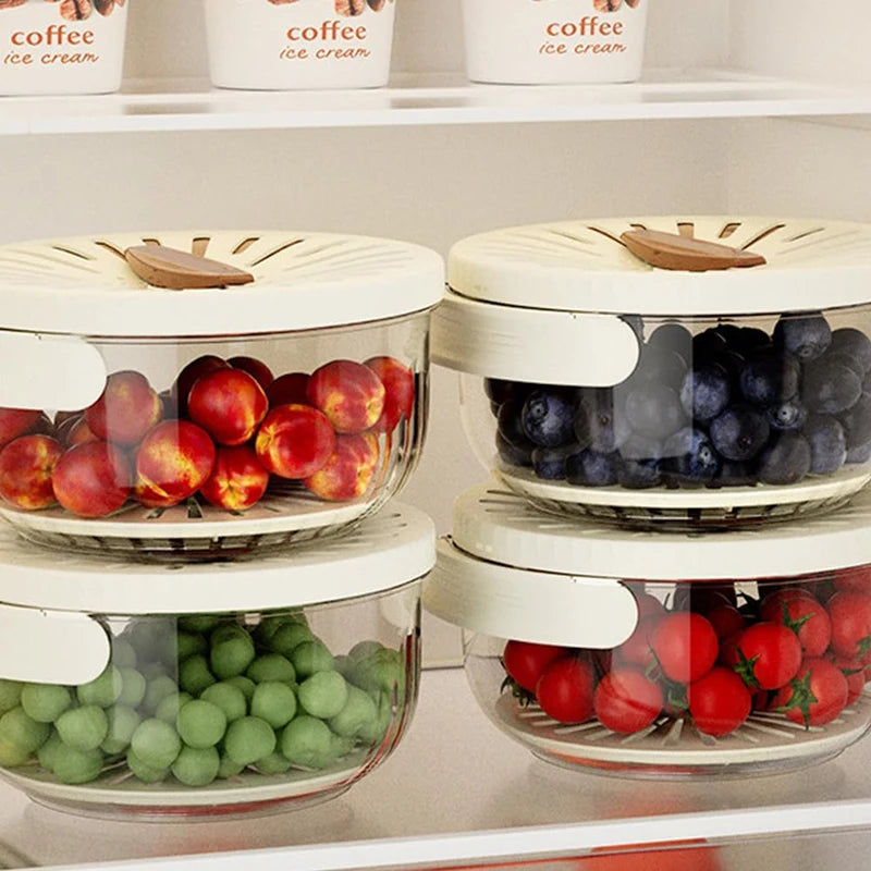 Versatile 2-In-1 Fruit & Vegetable Washing Basket with Foldable Handle - Perfect for Kitchen Storage & Refrigerator Crisper!