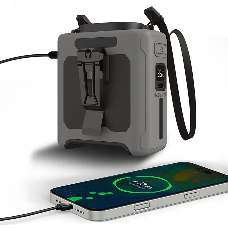 Powerful 10000mAh Hands-Free Neck Fan with 5 Speeds & LED Light - Perfect for Outdoor Jobs, Travel, and Camping!