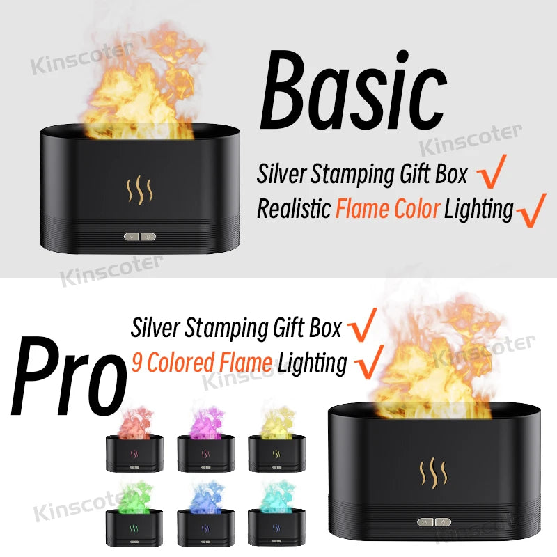 Transform Your Space with the Aroma Diffuser Air Humidifier - Ultrasonic Cool Mist Maker & Essential Oil Flame Lamp