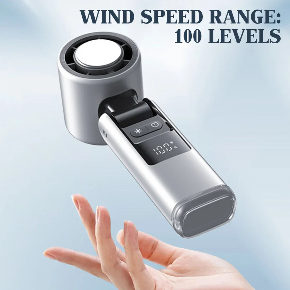 Super Mini Turbo Speed Fan - 100 Turbos Chilled Ice Sensation USB Powered with Digital Display for Camping, Office & Dorm Use