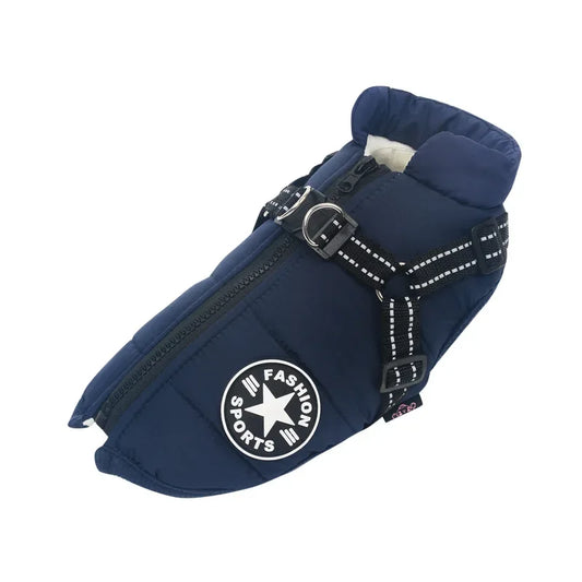 Stylish and Cozy Waterproof Dog Jacket with Harness - Perfect Winter Wear for All Breeds