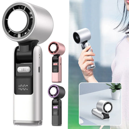 Super Mini Turbo Speed Fan - 100 Turbos Chilled Ice Sensation USB Powered with Digital Display for Camping, Office & Dorm Use
