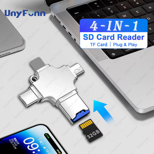 4-in-1 USB Type-C Memory Card Reader: Effortlessly Connect Your iPhone, Android, and PC to Micro SD & TF Cards
