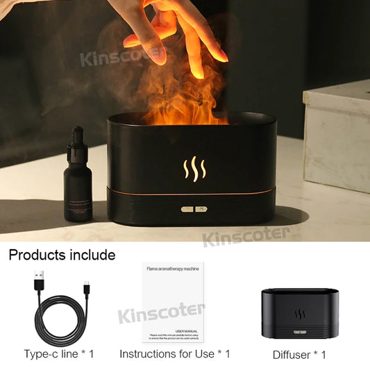 Transform Your Space with the Aroma Diffuser Air Humidifier - Ultrasonic Cool Mist Maker & Essential Oil Flame Lamp