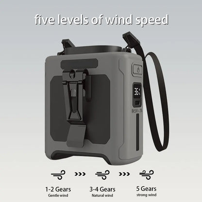 Powerful 10000mAh Hands-Free Neck Fan with 5 Speeds & LED Light - Perfect for Outdoor Jobs, Travel, and Camping!