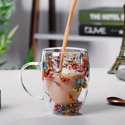 Elevate Your Beverage Experience with Double Wall Insulated Clear Glass Coffee Mugs - Perfect for Hot or Cold Drinks!