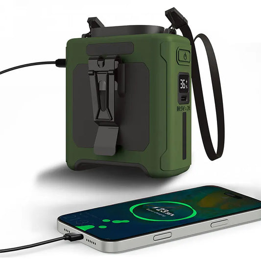 Powerful 10000mAh Hands-Free Neck Fan with 5 Speeds & LED Light - Perfect for Outdoor Jobs, Travel, and Camping!