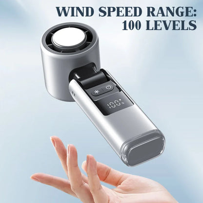 Super Mini Turbo Speed Fan - 100 Turbos Chilled Ice Sensation USB Powered with Digital Display for Camping, Office & Dorm Use